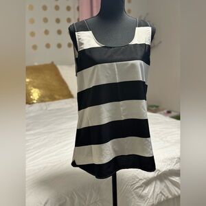 LOFT Black & White Striped Sleeveless Blouse Size M Classic Chic Tank Top